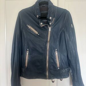 Stylish Navy Leather Jacket
